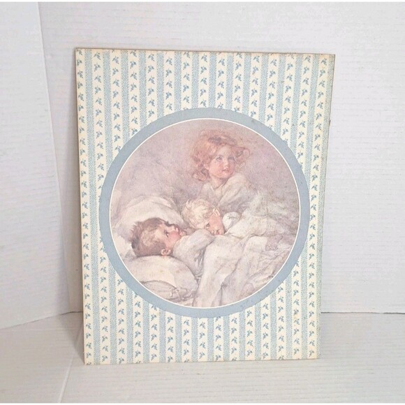 Vintage 14"x11" Print Sleeping Children Bedtime Scene Unframed Nursery Decor Art - Picture 1 of 2